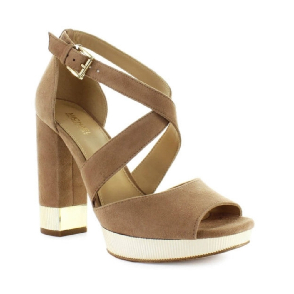 Michael Kors Tan and Gold Platform Heels